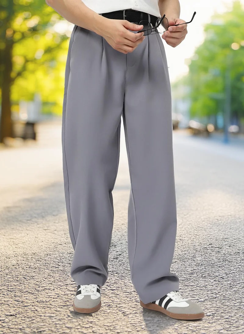 Urbano Fashion Men's Grey Loose Baggy Fit Solid Korean Pants Stretchable